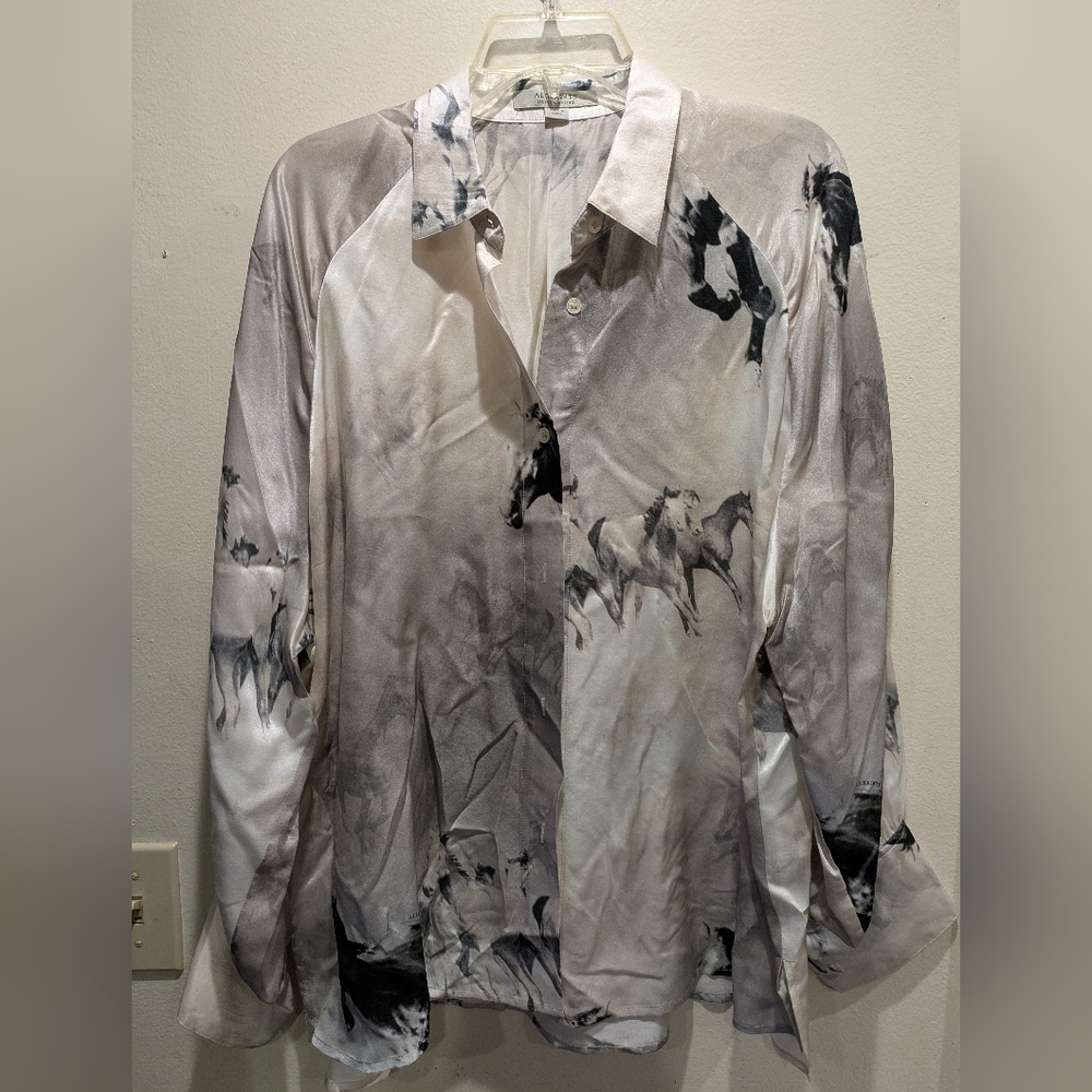 All Saints Monochrome Abstract Shirt Jacket Size 10